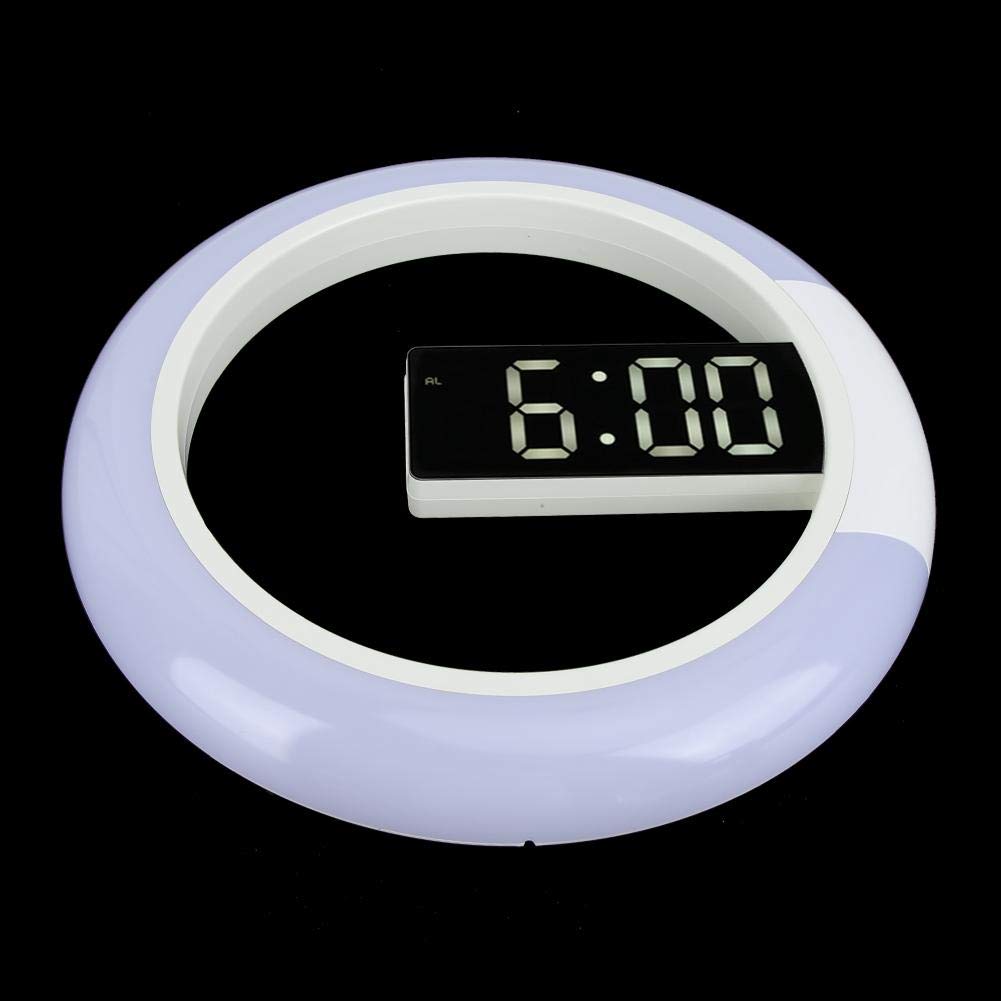 Orologio da parete tondo digitale 12 pollici Sveglia con funzione snooze Orologio da parete incandescente silenzioso senza ticchettio con display a termometro e dimmeraggio LED e telecomando(bianca)