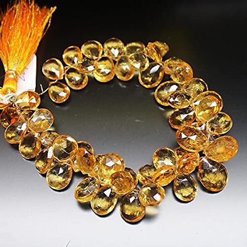 Miniatura 3 de Cuentas sueltas de citrino dorado facetado de pera, cuentas sueltas de 7 pulgadas, 0.394 in, 0.551 in