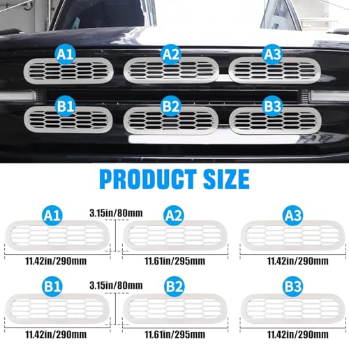 Image of Front Grill Mesh Grille Inserts Cover Frame, Front Bumper Inserts Grill Guard Clip-on Decoration Accessories for Ford Bronco Offroad 2 /4 Door 2021 2022 2023 2024 2025 (White)