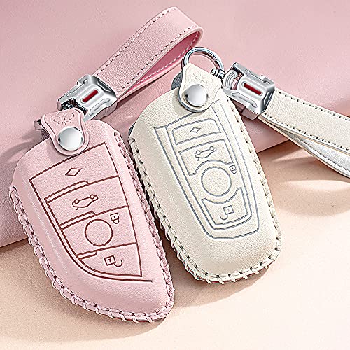 Coque de clé en cuir pour BMW rose idée cadeau chic pour conductrice - 7