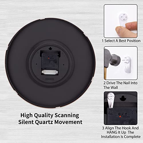VIVILINEN Funkuhr geräuschlos Wanduhr Ohne Tickgeräusche Modern Funkwanduhr Lautlos Wanduhr Nicht Tickend Hängeuhr für Wohnzimmer Schlafzimmer Büro Küche 30x30cm/12 Zoll – Bild 6