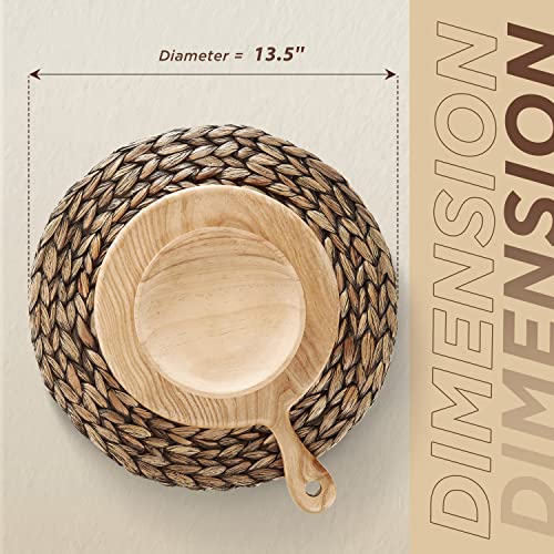 Image of (Size: 12''-13''-13.5''-14''-15'') BLUEWEST Woven Placemats (Set of 10) Round Placemats Rattan Placemats,13.5'' Wicker Braided Water Hyacinth Placemat, Heat Resistant /Durable for Plate (13.5'',Set 10)