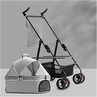 Carrinho de passeio para cães Carrinhos de bebê separáveis para cães pequenos e médios Carrinho de bebê para gatos/cães Carrinhos de bebê sem zíper para cães com toldo ajustável (cinza a)