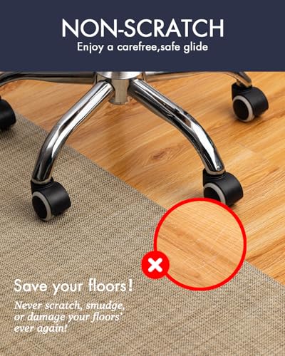Image of BARoyal Office Chair Mat for Hardwood Floor Under Desk Computer Rolling Chair Mat for Wood /Tile Floor Non-Slip Heavy Duty Desk Rug PVC Plastic Hard Floor Protector 48 inch x 60 inch(Linen)
