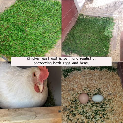 Image of 4 Pack Washable Chicken Nesting Pads Artificial Grass Rug Carpet Cuttable Chickens Nest Box Bedding Liners for Hen Coop Egg Duck Chicks Goose