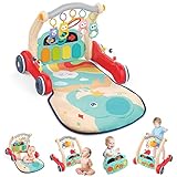 Andador y Gimnasio 2 en 1, Andador para aprender a sentarse y levantarse, Alfombra de actividades para bebés con piano, Centro de actividades educativas para niños de 12 a 36 meses