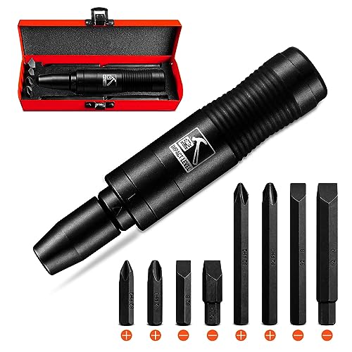 BLACKROBOT 1/2 Inch Drive Impact Screwdriver Set,CR-V, Hand Manual Reversible Impact Driver Set Extractor,5/16 Inch Bit Adapter with S2 Steel Bits,10Pieces,Disengage Rusted Fasteners or Frozen Bolts
