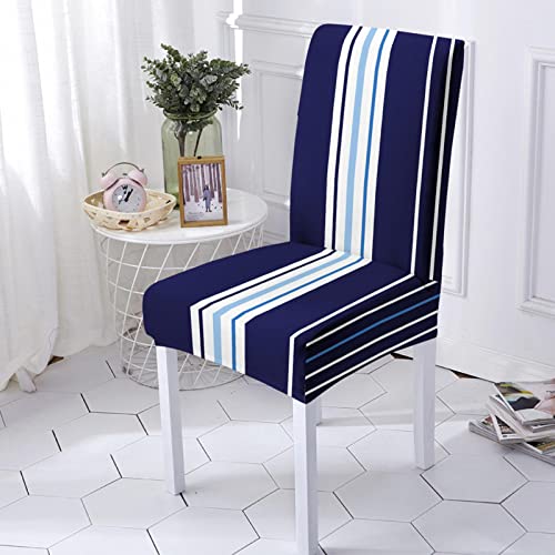 Housse de Chaise Royal Blue - White Housse Chaise Spandex Housse de Chaise Salle à Manger Amovible Housse Chaise Extensible Durable Housses de Chaise de Salle...