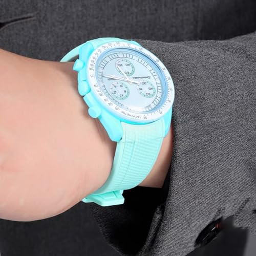 Image of Silicone Rubber Bands for Omega X Swatch Moonswatch Watch Strap 20mm Curved End Weave Style Premium Silicone Rubber Replacement Strap Women Men,for Omega Swatch Moonswatch Speedmaster