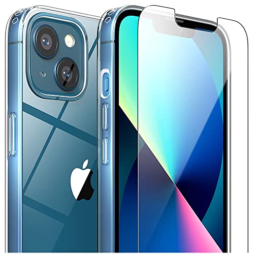 FlexGear [Full Protection] Case for iPhone 13 and 2 Glass Screen Protectors - Crystal Clear
