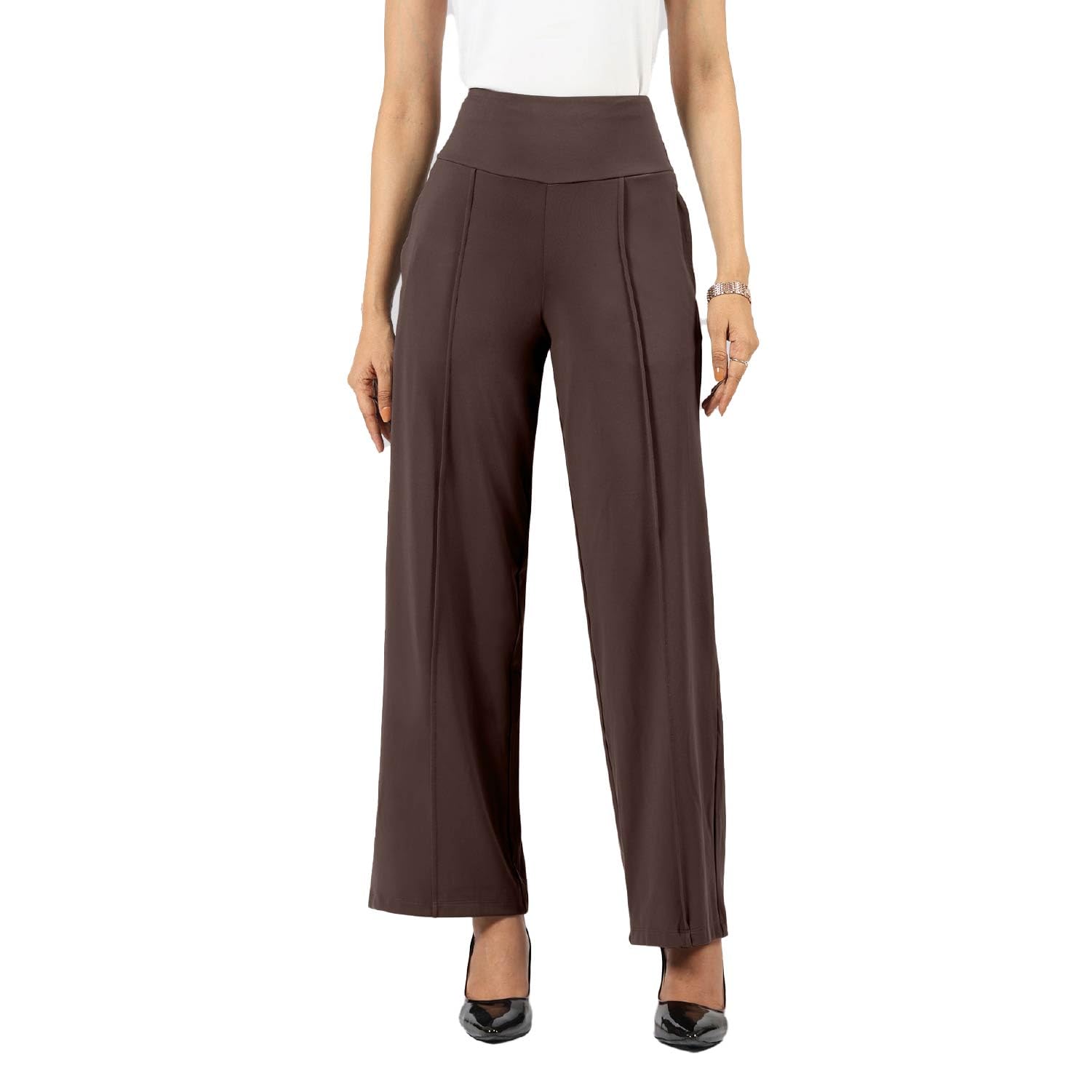 blissclub Women's Relaxed Pants (BC_UltimateWideleg_Brown_4XL_Barkha-picture-17