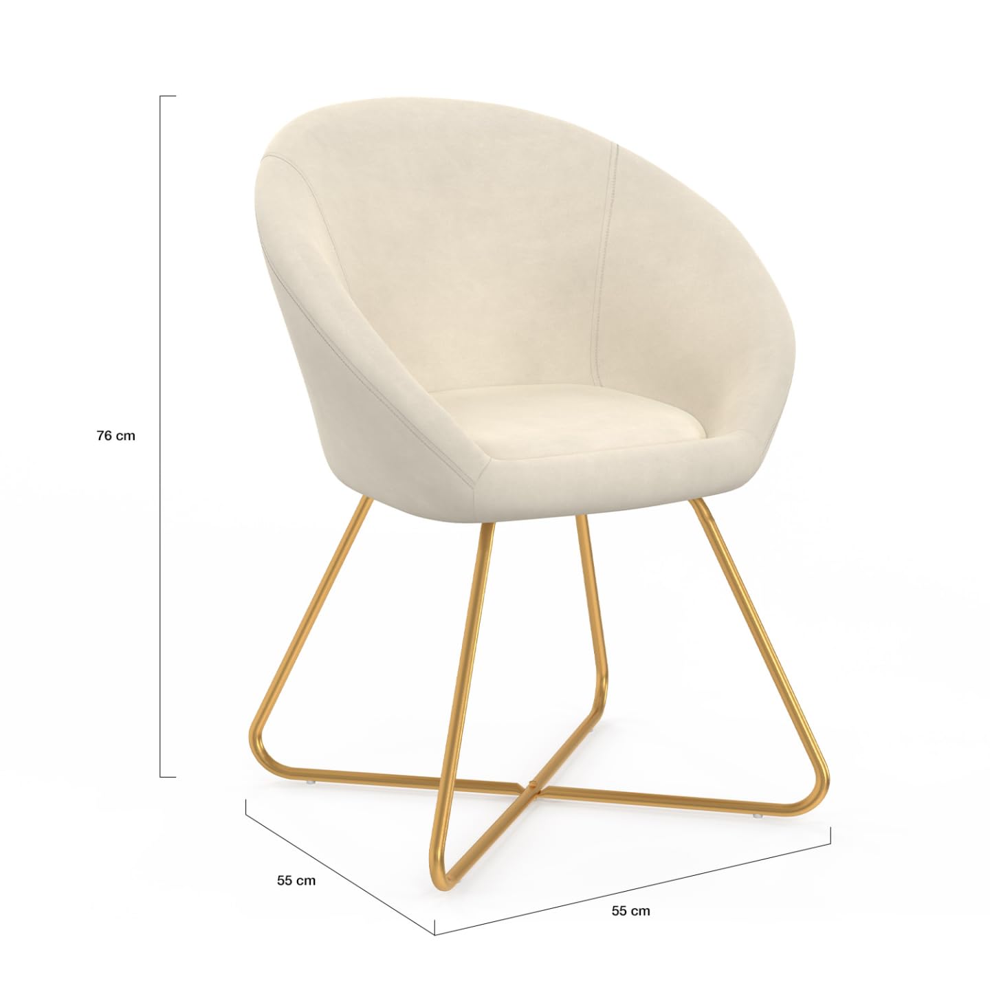 IDMarket - Silla redonda ANGELINA de terciopelo beige con patas entrelazadas doradas