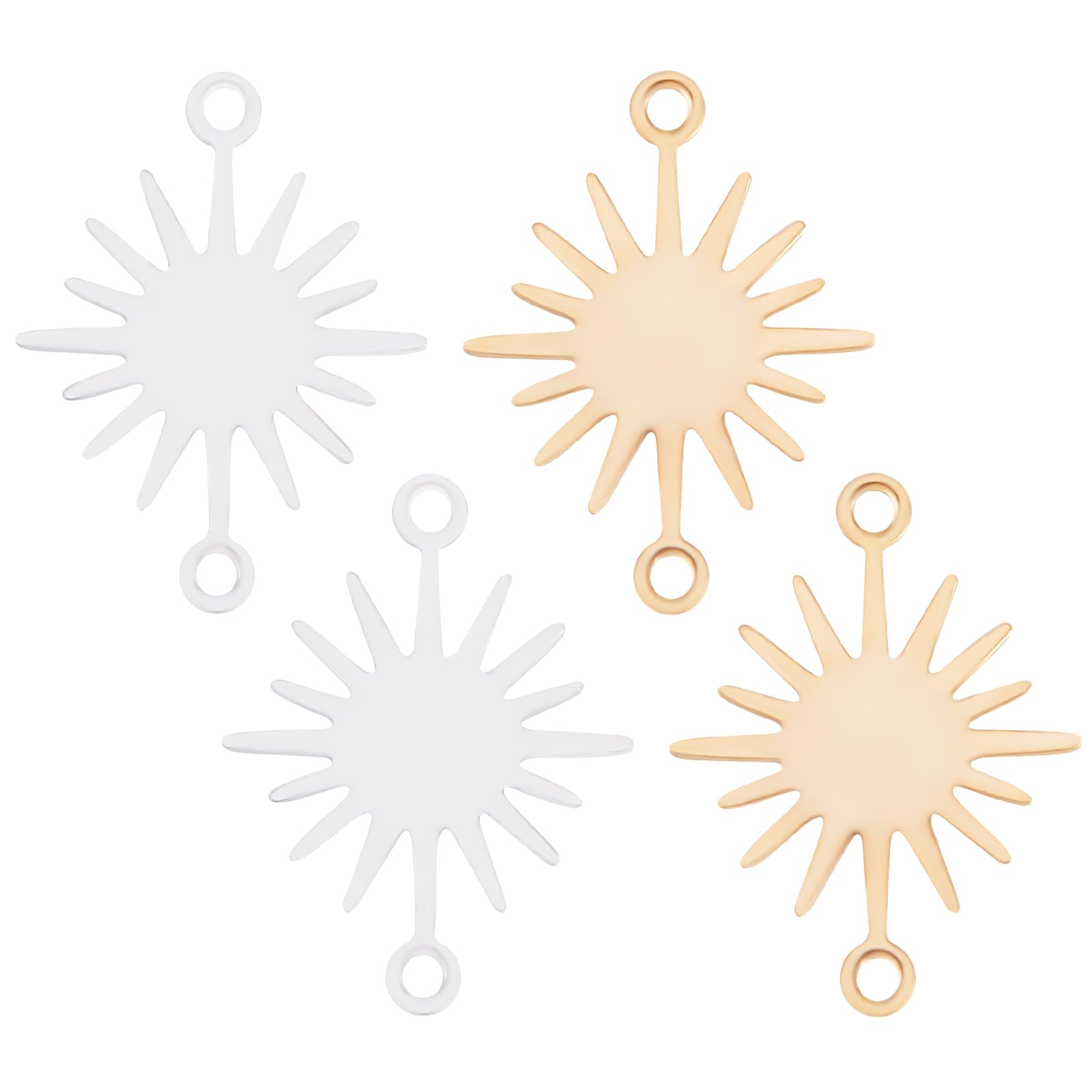Beebeecraft40Pcs 2 Colors Sun Link Connector Charms 18K Gold & Sterling Silver Plated 2-Hole Pendant for DIY Bracelet Necklace Earring Jewelry Making