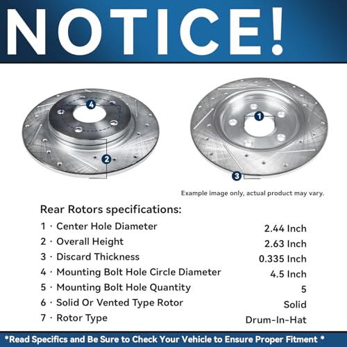 Image of Detroit Axle - Front Brake Kit for Toyota Camry Avalon Lexus ES350 ES300h | Drilled & Slotted Brake Rotors Ceramic Brakes Pads Replacement Brake Rotors