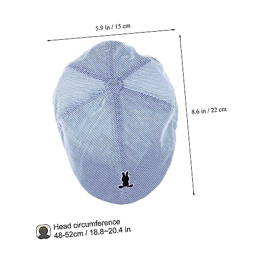 Striated Beret Hat for Adorable Rabbit Design Lightweight Washable Beret for Festivals Daily Wear Boys Blue2