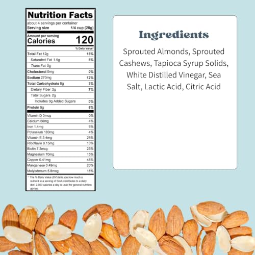 Image of Daily Crunch Sprouted Almonds, Sea Salt Vinegar, 4oz, 2 Pack