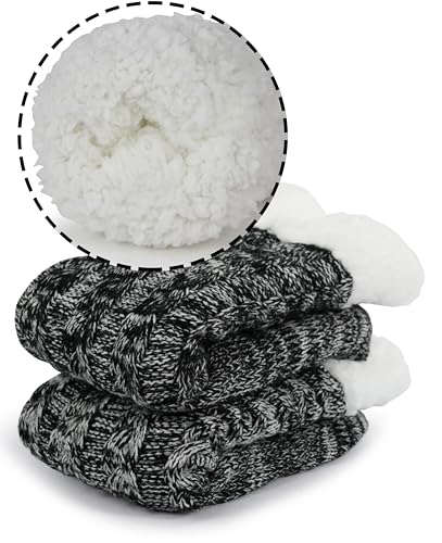Image of BenSorts Women Winter Thick Slipper Socks with Grippers Non Slip Warm Fuzzy Socks Christmas Gifts