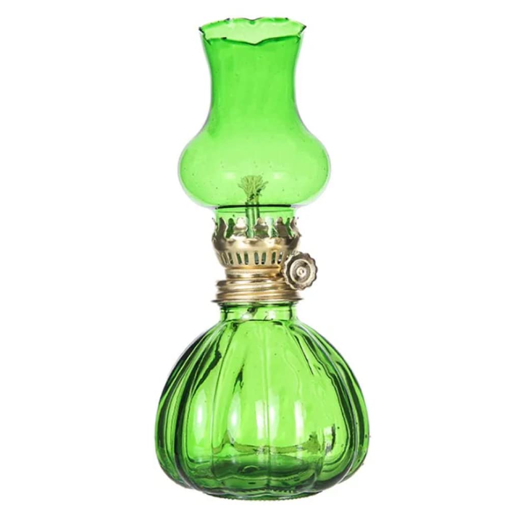 Kerosene lamp, 7.5in Lamp Pumpkin Shaped Vintage Clear Paraffin for Indoor Outdoor(Grün)