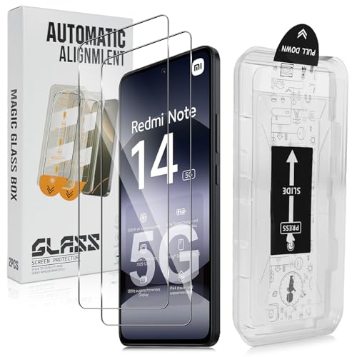 LiiLaa Schutzfolie für Xiaomi Redmi Note 14 4G/5G für Panzerglas [Auto-Installation] [Full Screen] 9H Härte Gehärtete Glas Displayfolie Kratzfest Schutzglas Anti-Fingerabdruck 2 Stück
