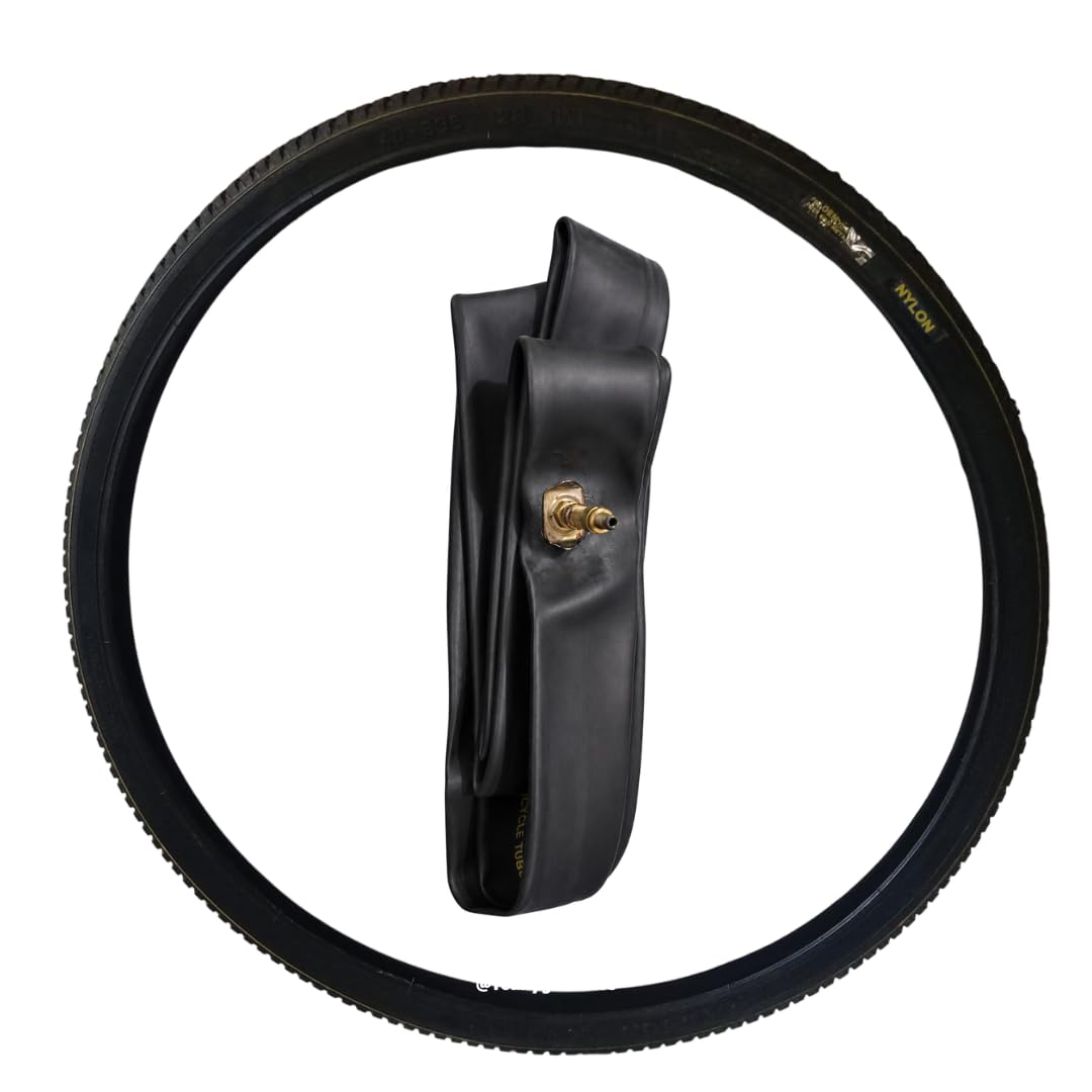 28 x 1½ Roadster Bicycle Tyre with Tube | Heavy Duty Nylon Black Cycle Tyre & Inner Tube Combo | Puncture Resistant | Fits Atlas, Hero, Hercules Roadster Bicycles-image-41