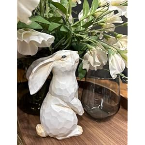 Easter bunny decoration decorative farmhouse modern standing white rabbit bunny figurine home decor accents carved rustic distressed animal bunny rabbits ornaments  urban country home decor