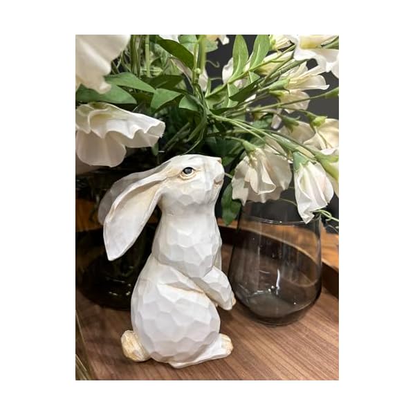 Easter bunny decoration decorative farmhouse modern standing white rabbit bunny figurine home decor accents carved rustic distressed animal bunny rabbits ornaments  urban country home decor