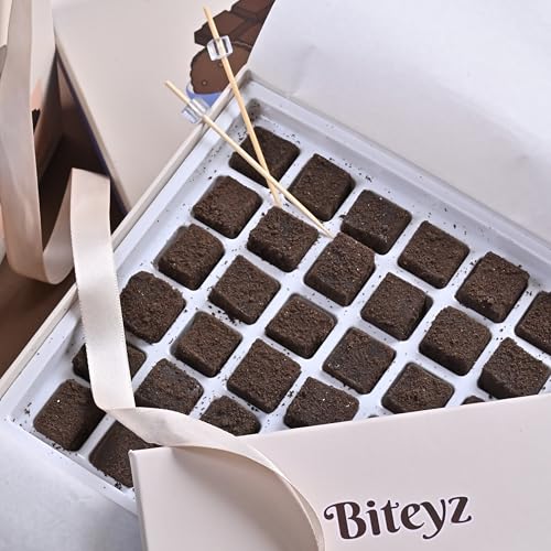 Image of Biteyz Brownie Turkish Delight, Candy Gift Box - Gourmet Treats, Chocolate Flavored Turkish Delight Coated with Chocolate Cookie Crumbs, 36 Pieces of Luxury Handmade Snacks