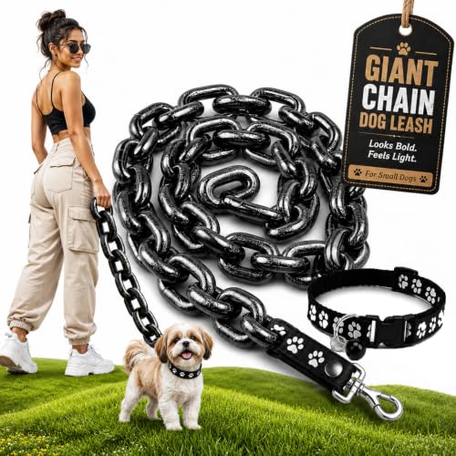 Giant Chain Dog Leash | Leichte Iron Fake Chain Leine für kleine Hunde (1, 150cm)