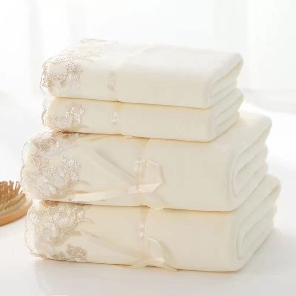 Serviette de bain brodée en dentelle chic : coffret cadeau microfibre haut de gamme pour spa