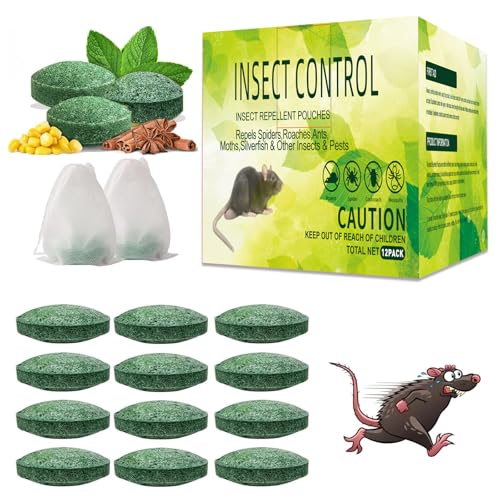 12 Pack Rodent Repellent Moth Balls–Peppermint Oil Spray for Rodents,Natural Mice Repellent Indoor,Safe for Family & Pets