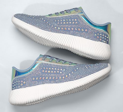 Image of BELOS Women's Glitter Shoes Sparkly Lightweight Metallic Sequins Tennis Shoes Casual Retro Braided Walking Shoes