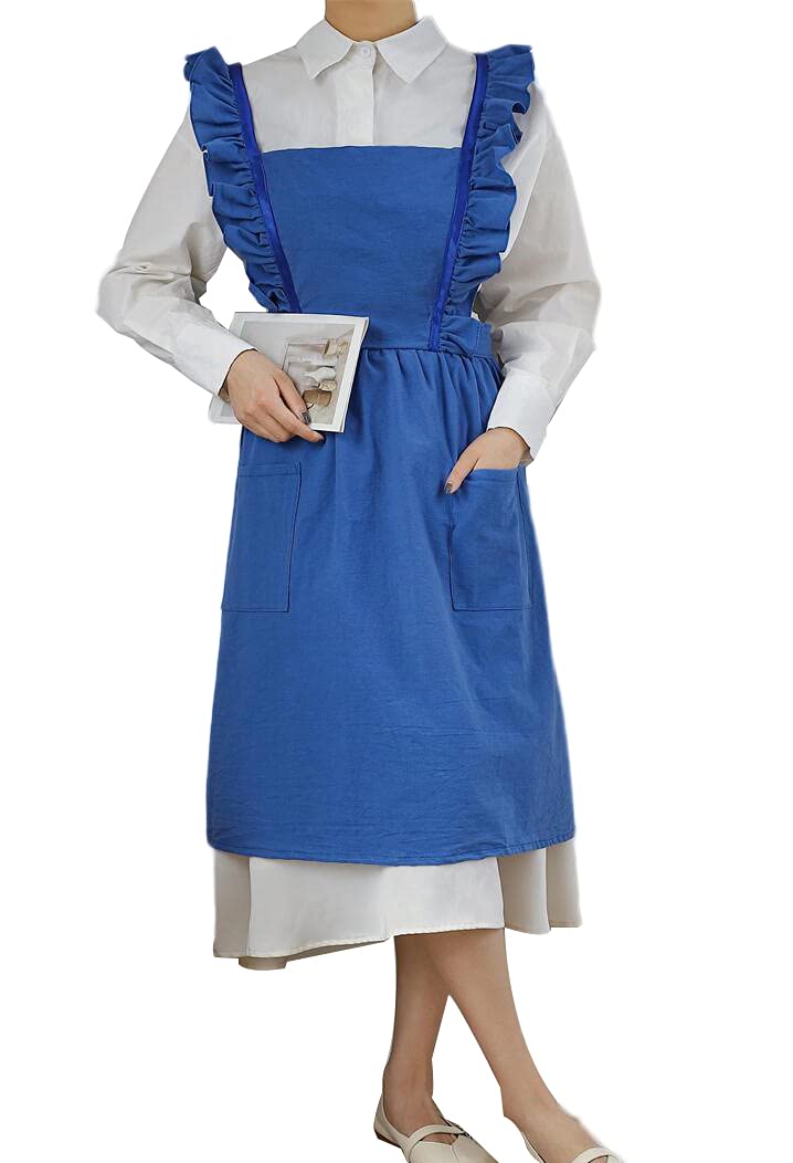 Cute Cotton Cross Back Aprons Home Kitchen Garden Art Painting Female Pinafore Florist Shop Overalls