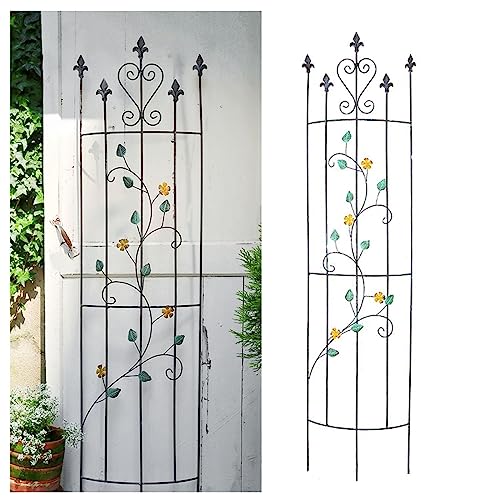 Treillis de jardin en fer forgé style vintage demi-cercle 166x39 cm