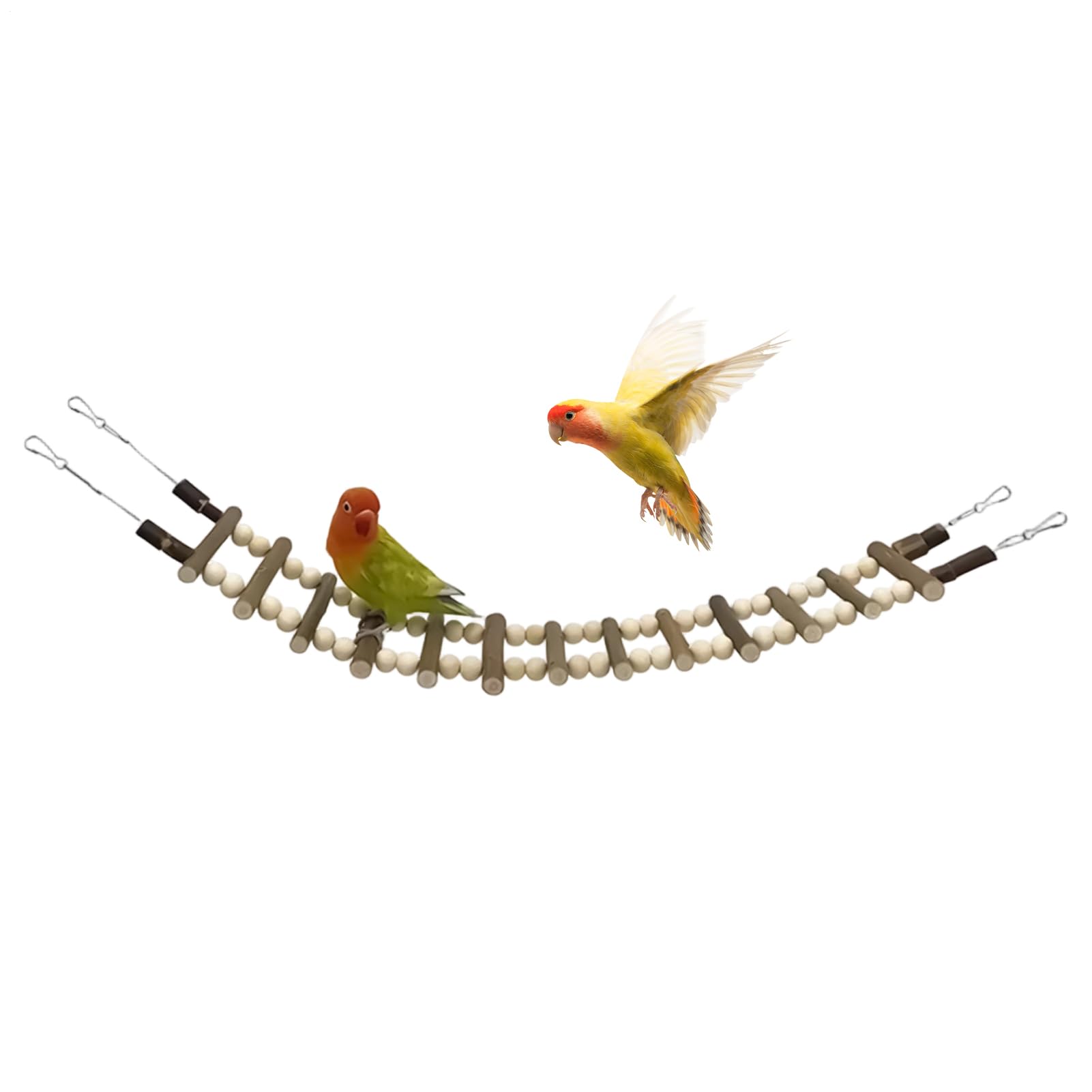 Bird Cage Ladder | Wooden Swing Bridge with Hooks | Climbing Bird Toys,for Cockatiel, Hamster, Ferret, Lovebird, Macaws, Finches, Sugar Glider