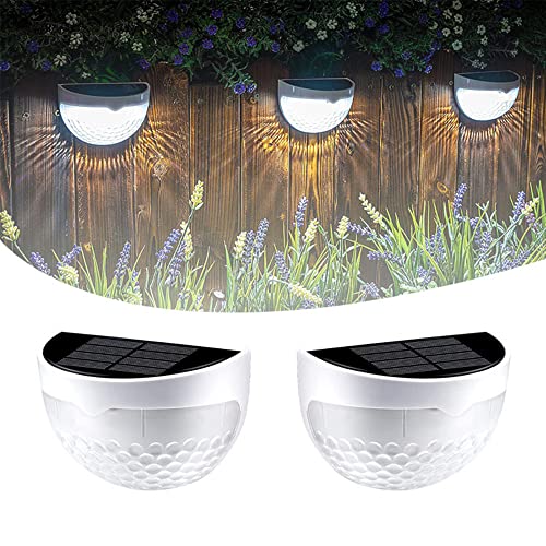 ZZYYZZ Luces solares para Cubierta, luz Solar para Exteriores, Luces solares para cercas para Exteriores, Luces solares Impermeables IP54 para el anochecer al Amanecer,White Light,2 Pack
