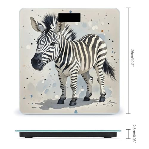 Báscula de baño digital FekiLoot con diseño cebra acuarela miniatura 2
