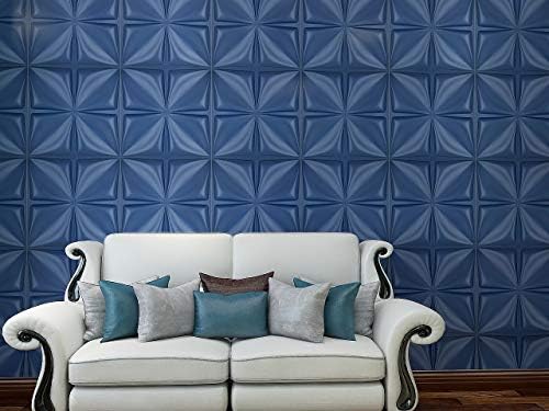 Art3d Navy Blue 3D Wall Panel PVC Flower Design Cover 3 Sqmeter, for Interior Wall Décor in Living Room,Bedroom,Lobby,Office,Shopping Mall