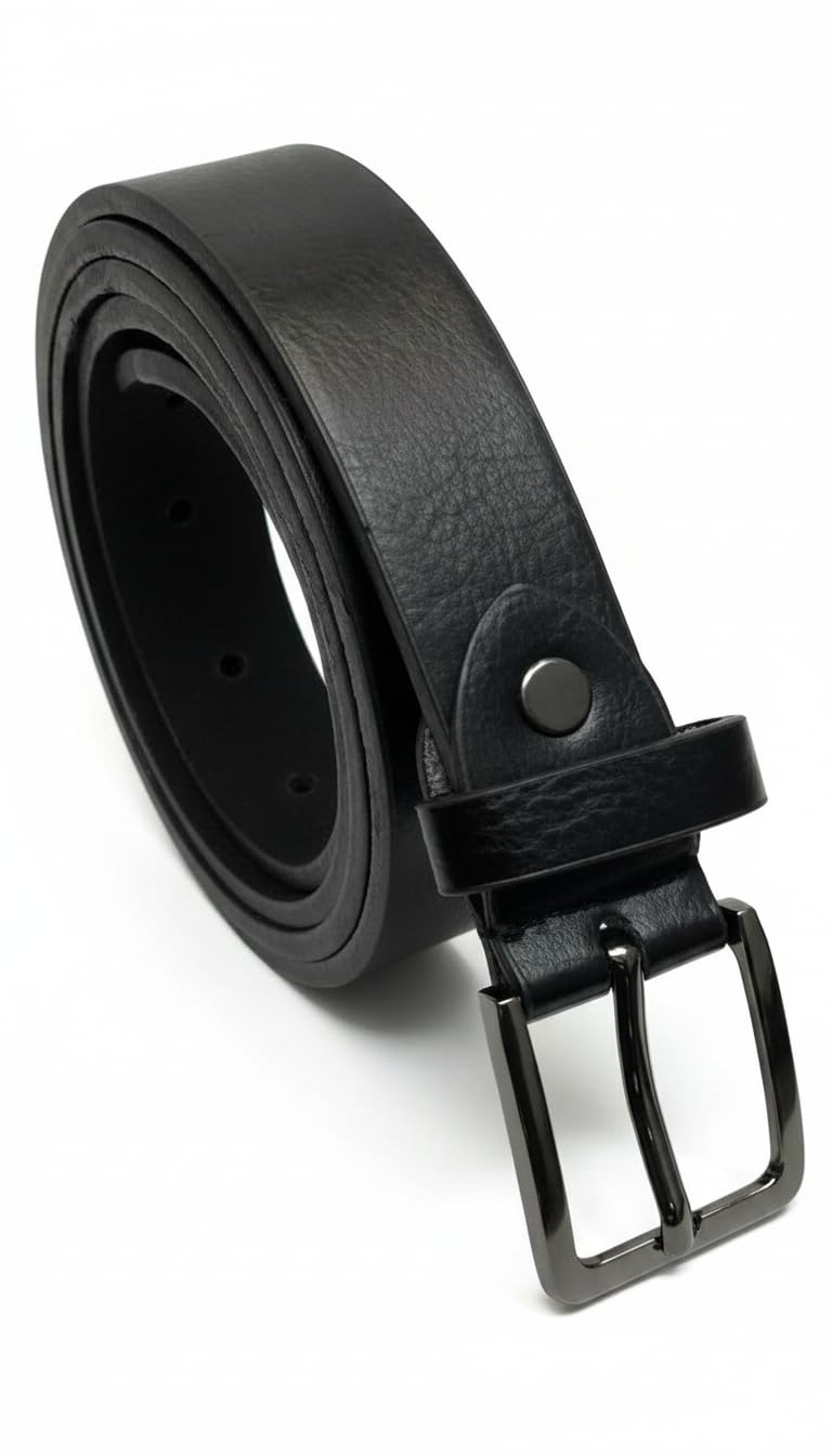 Gents Belts Uk Ltd Men's Black Leather Lined Trouser Belt, Classic Stylish Belts, 1" Wide (X-Large)