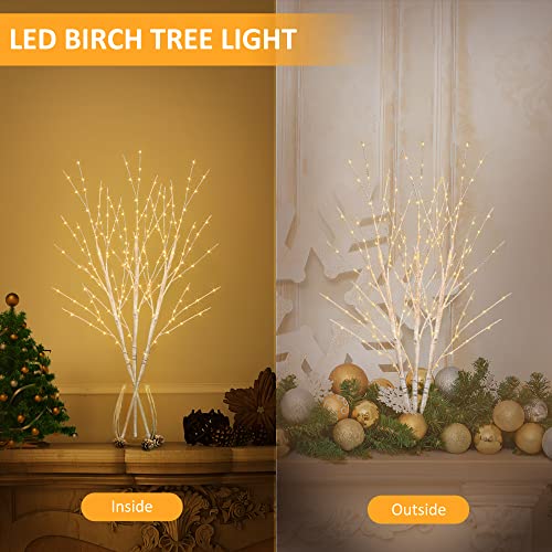 Bexdir Lighted Birch Tree, 24In 30000H Warm White Led Birch Tree With 180 Birch Tree Lights, Artificial White Birch Tree With Lights Decor Christmas, Party, Wedding, Bedroom, Vase, Home (Plug In) #TOP3