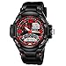 Produktbild YZCX Herren Uhr Sportuhr Analog Digital Quarzuhr 50 Meter Wasserdicht Armbanduhr Alarm LED Licht Chronograph Datum, Rot
