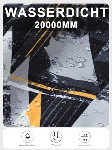 NATUST Jungen Gefütterte Regenjacke Winddicht Übergangsjacke Wasserdicht Winddichtjacke Thermo Softshelljacke Gelb 146-152
