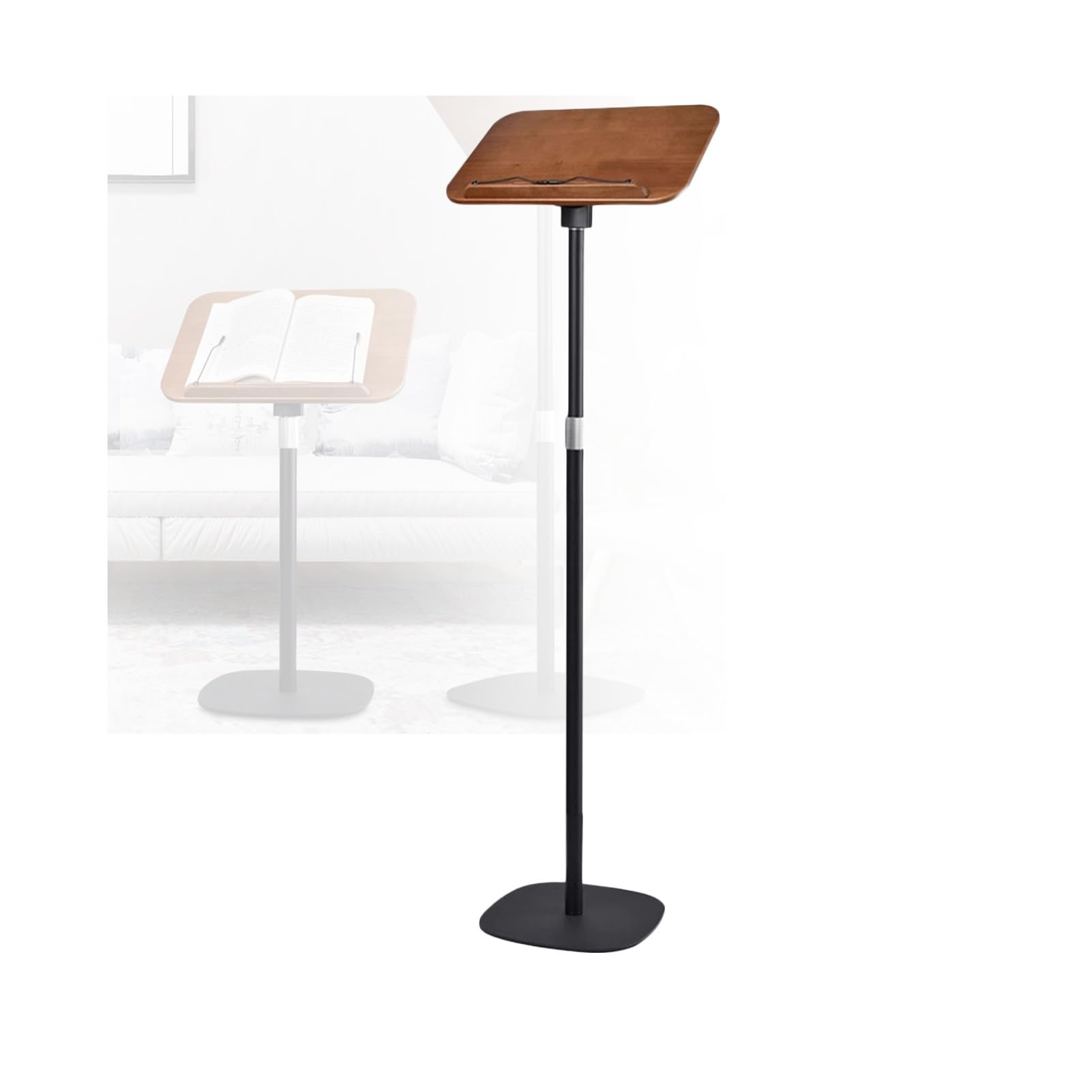 Générique Pupitre de Sol réglable - Angle de 180° pour Livres de Recettes, manuels Scolaires et partitions - Panneau de 39 x 26 cm - Hauteur réglable de 50 à 170 cm - Support de Lecture Noir