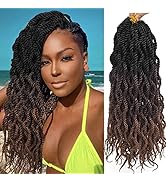 Ombre Senegalese Twist Crochet Hair For Black Women - Wavy Senegalese Twists Crochet Braids Pre l...