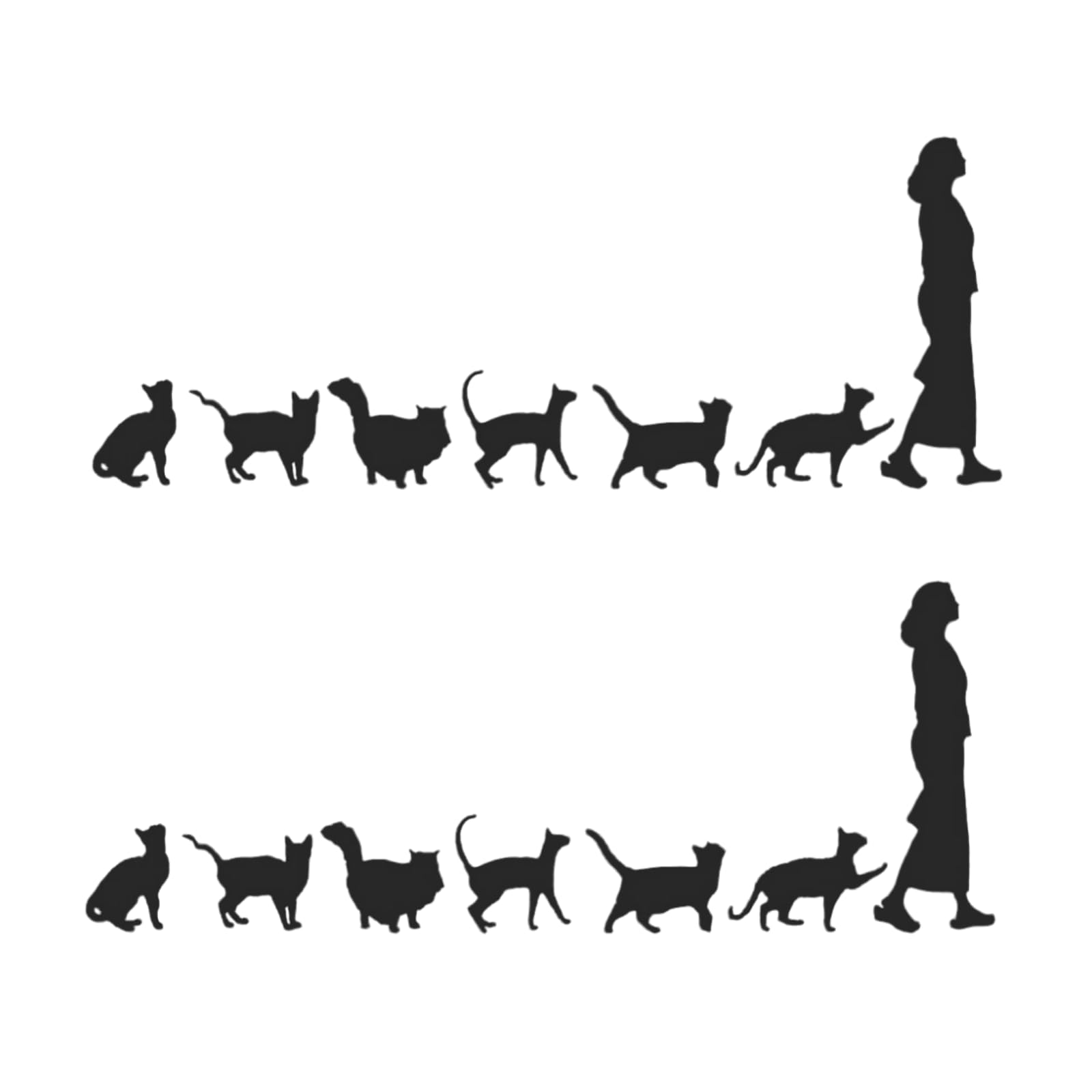 Clockjuan Black 2Pcs Cat Lady Decor Decals, Car Auto Truck Decals, Window, Self-Adhesive Vehicle Sticker, Bumper Stickers, Exterior Accessories