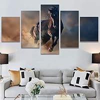 SIGNWIN 5 Panel Canvas Wall Art Modern Art Animals Cow Expressive Farmhouse/Country Multicolor Photography Sheep for Home Decorations Ready to Hang - 60