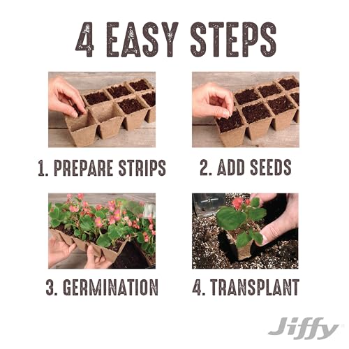 Image of Jiffy Seed Starting Strips - Biodegradable, Plant Starter Pots, 10 Cell, 50 Strips - Peat