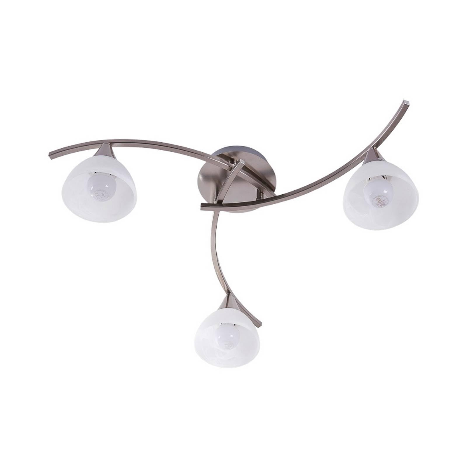 Lindby White, Matt Nickel Ceiling Lamp Della, Nickel, Ø 58 Cm, 3-Bulb, E14