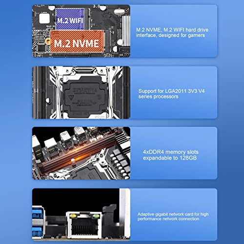 X99M G Desktop Motherboard, 4 Ddr4 128Gb Lga 2011 3 Computer Mainboard For Intel For Xeon E5, M.2 Wifi Port M Atx Gaming Motherboards, 4 Sata3.0, 6 Usb2.0, 4 Usb3.0, M.2 Nvme Port #TOP5