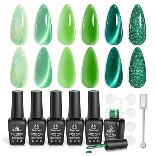 beetles Gel Polish Conjunto De Esmalte Em Verde Beetles, Geleia Olho Gato Com Pontos Magnéticos Amostra Cor, Tema Floresta Encantada 6 Glitters Para Manicure Salão, Faça Você Mesmo Casa