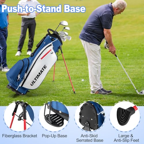 Tangkula 10 Pieces Men's Complete Golf Clubs Set Left Hand, Golf Club Package Set with 460CC Driver, Fairway Wood & Hybrid, Irons, Putter, Portable Regular Golf Club Set (Blue) - Image 7